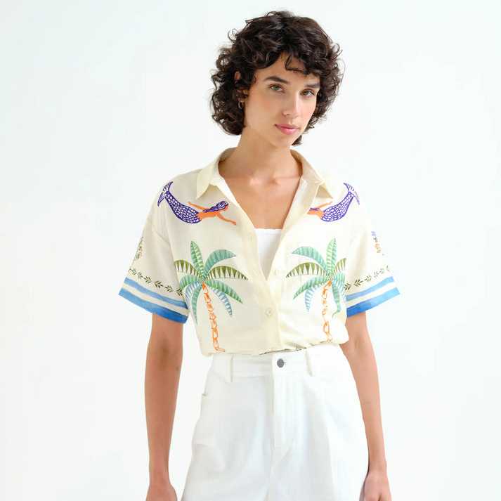 Camisa Compañía Fantástica con estampado Palm & Mermaid