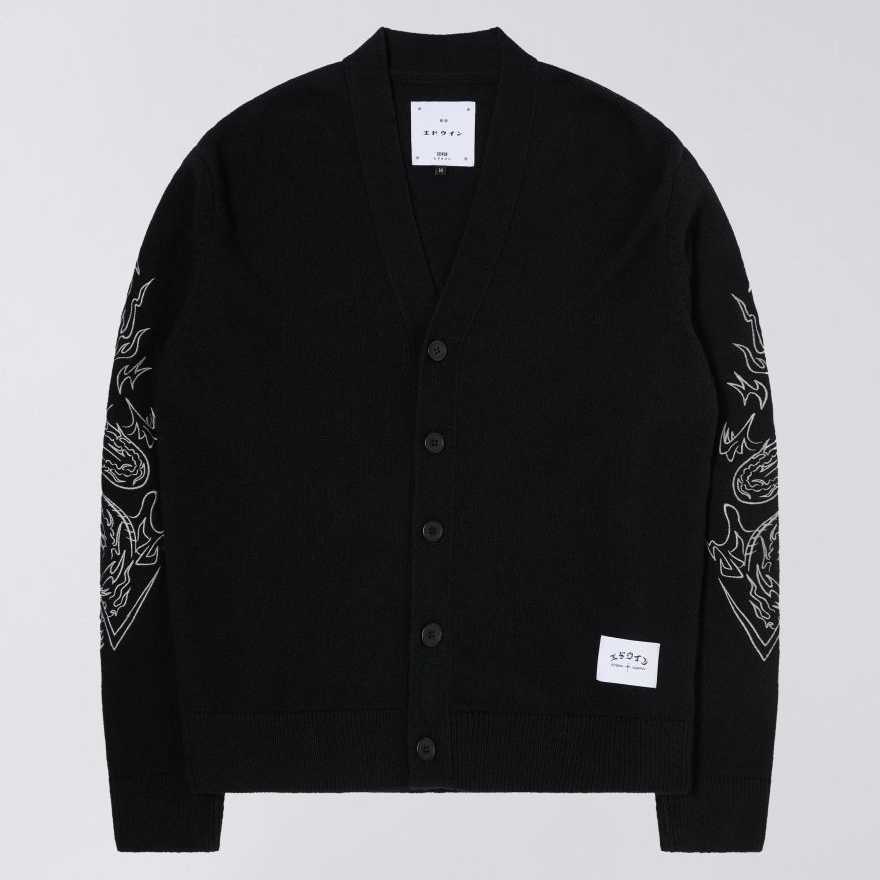 Cardigan Edwin Tatsu Black Garment Washed