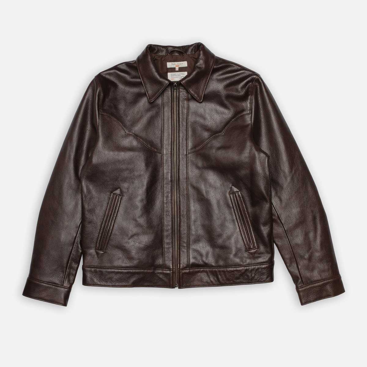 Cazadora Piel Nudie Jeans Joppe Western Brown