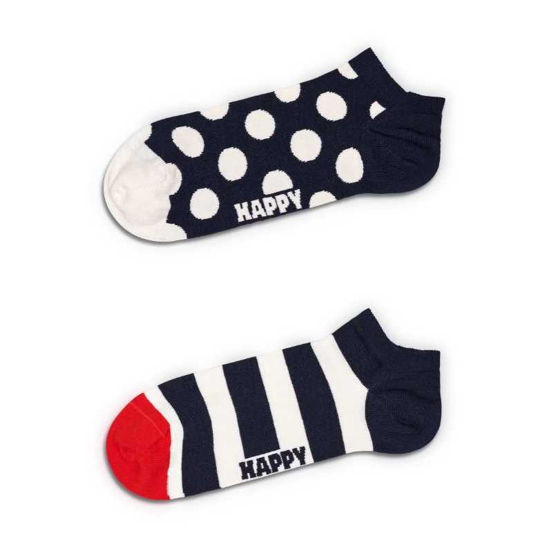 Calcetines Happy Socks 2-Pack Big Dot Stripe Low Socks Navy Ecru
