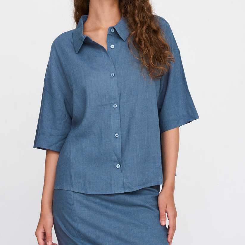 Blusa 24Colours Cuadrada Azul