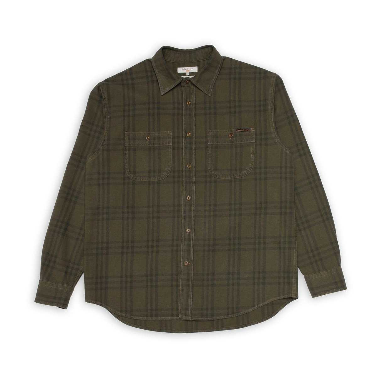 Camisa Nudie Jeans Julian Worker Plaid Check Olive