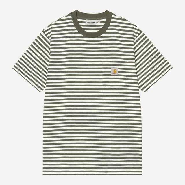 Camiseta Carhartt Wip S/S Ezra Pocket Ezra Stripe, Cozy Blue, Wax
