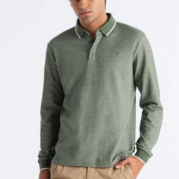 Polo Bendorff Manga Larga Cuello Contraste Verde