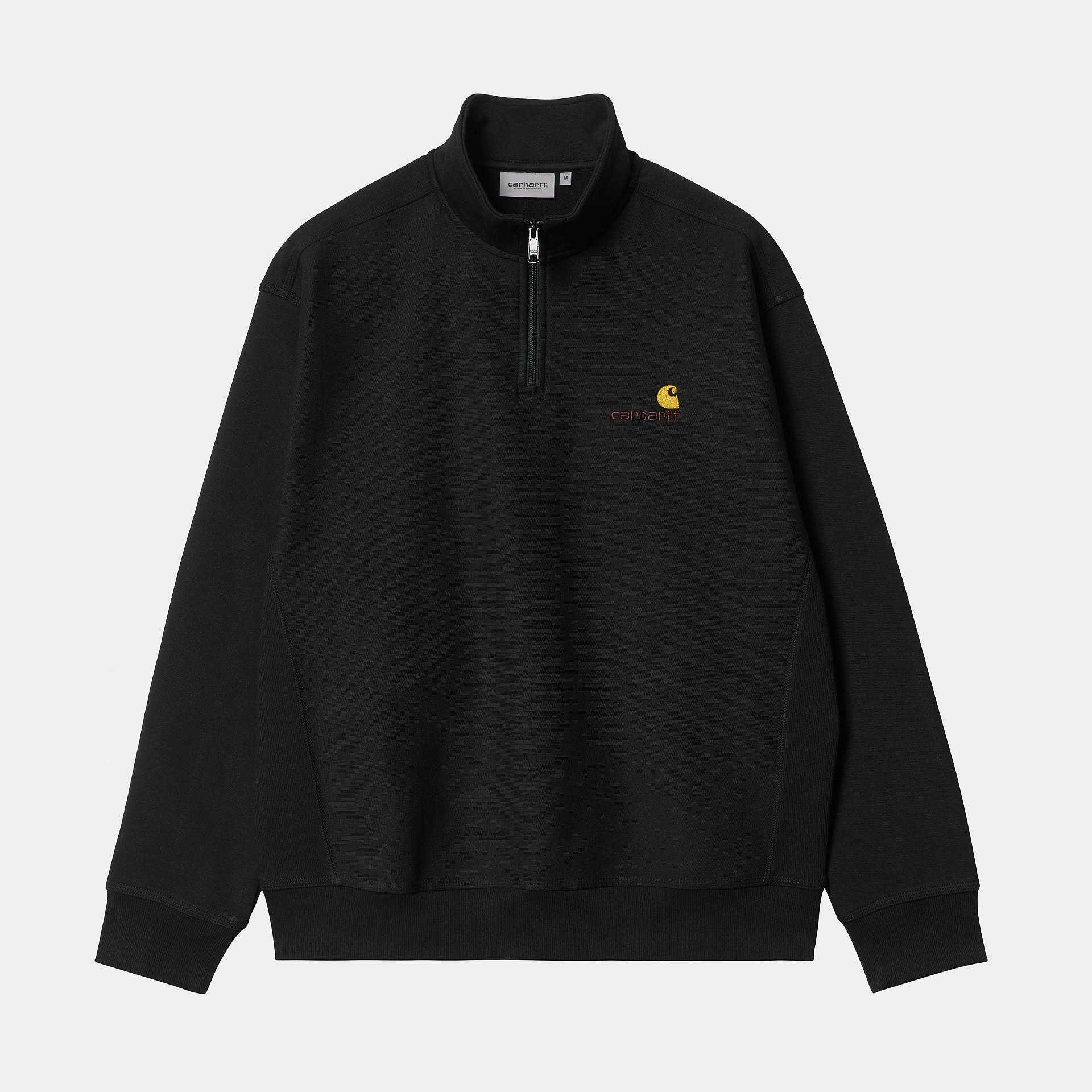 Sudadera Carhartt Wip Half Zip American Script Sweat Black