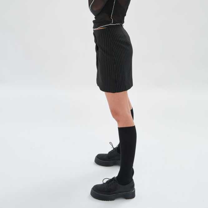 Minifalda 24Colours Cruzada Rayas Negro
