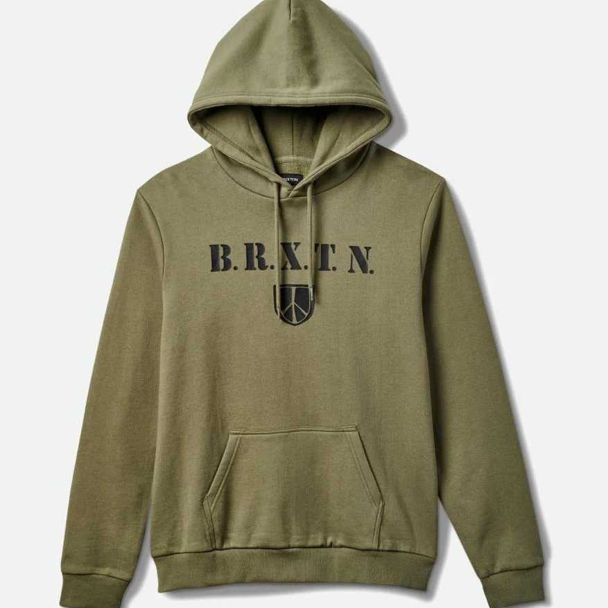 Sudadera Brixton Peace Shield Hood Olive Surplus