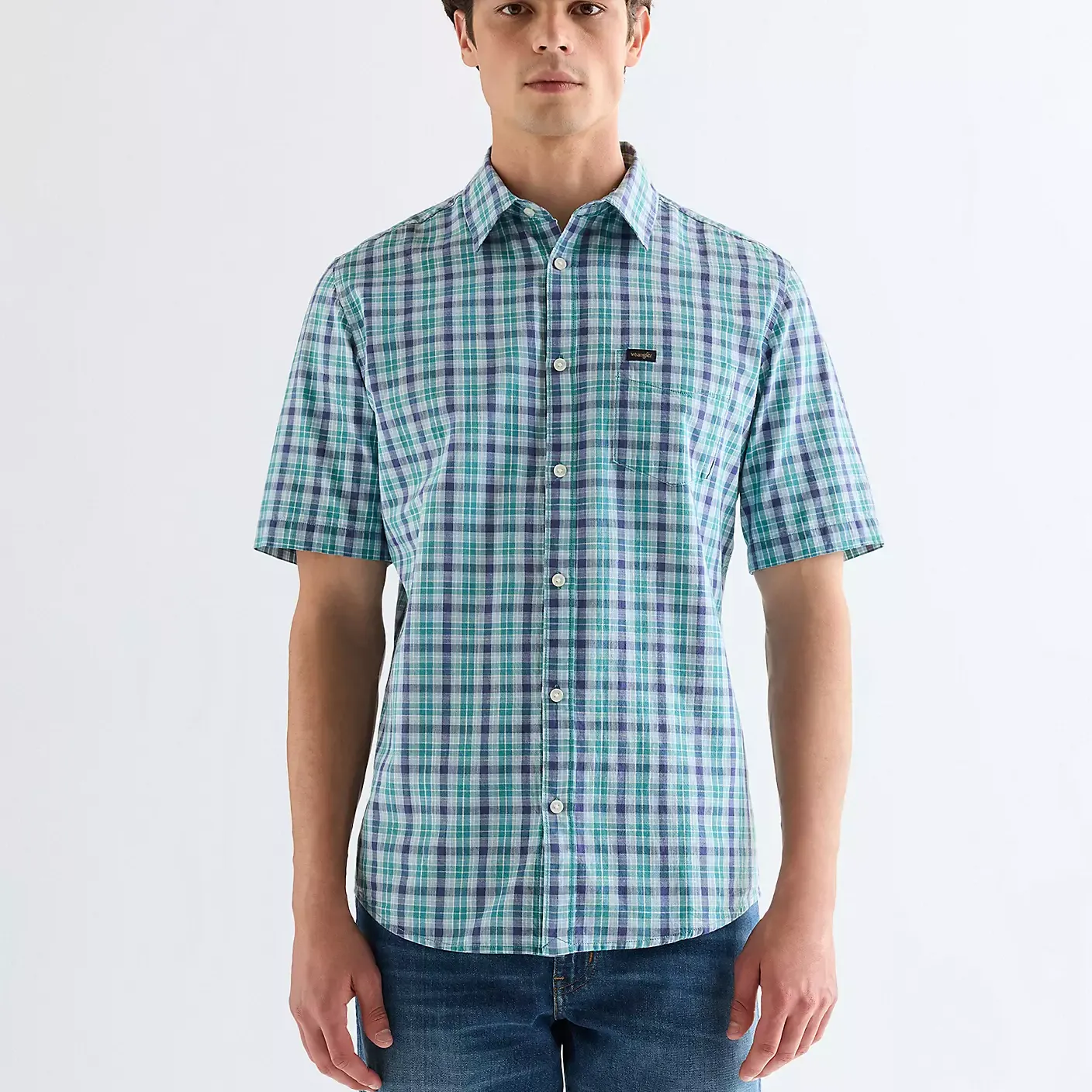 Camisa Wrangler SS 1pkt Teal Blue
