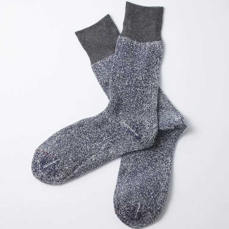 Calcetines RoToTo Double Face Crew Silk&Cotton D.Gray/Navy
