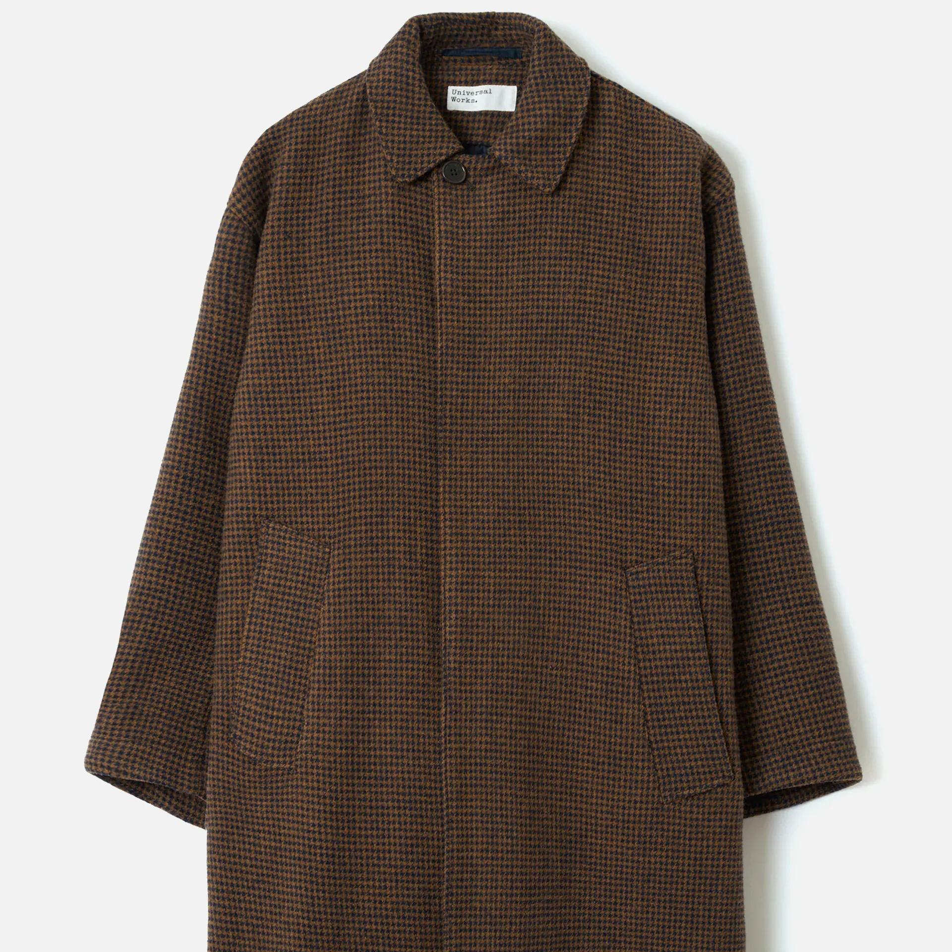 Abrigo Universal Works Stan Coat Wool Tweed Mix Navy/Brown