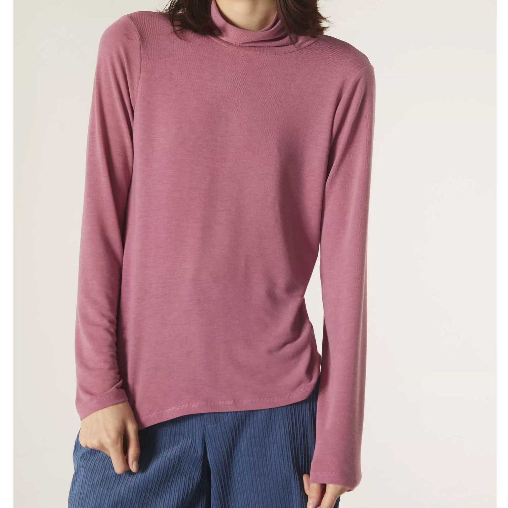 Camiseta Compañia Elástica, Cuello Alto Manga Larga Pink