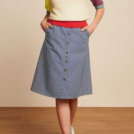 Falda King Louie Mary Skirt Osei Stripe Denim Blue