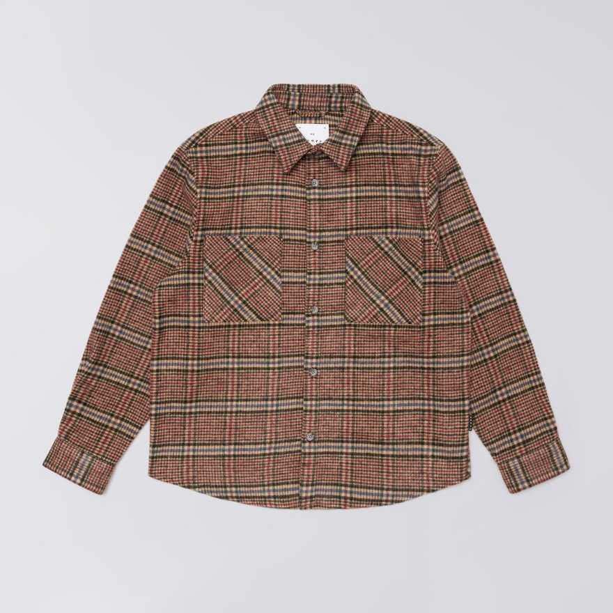 Sobrecamisa Edwin Julius Shirt LS Burgundy / Blue garment washed