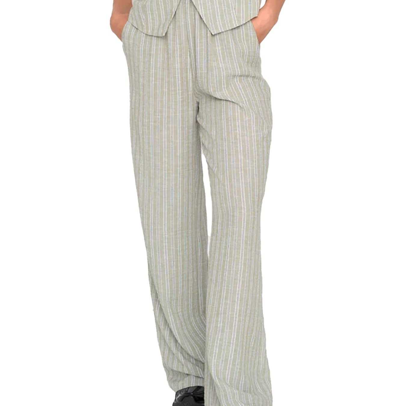 Pantalón Fluido 24Colours rayas en color Verde