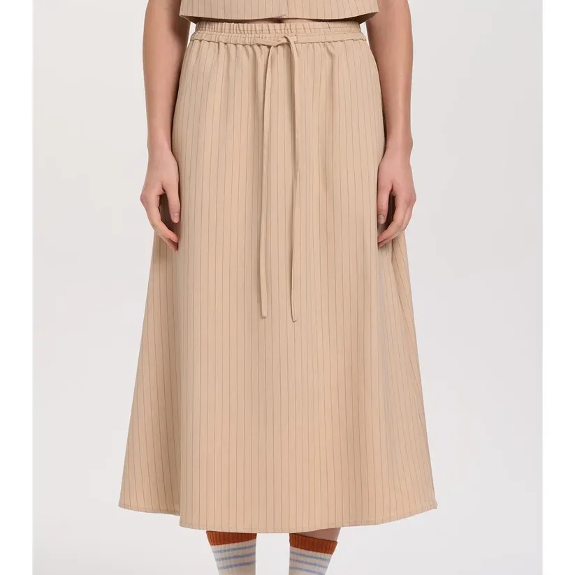 Falda 24Colours Cintura Goma Rayas Beige