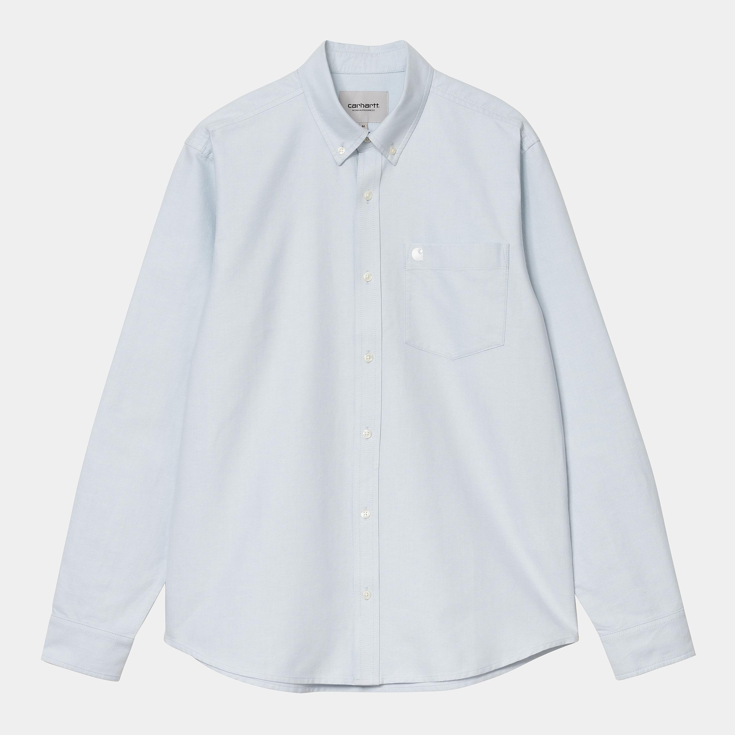 Camisa Carhartt Wip L/S C-Logo Blue Fog White