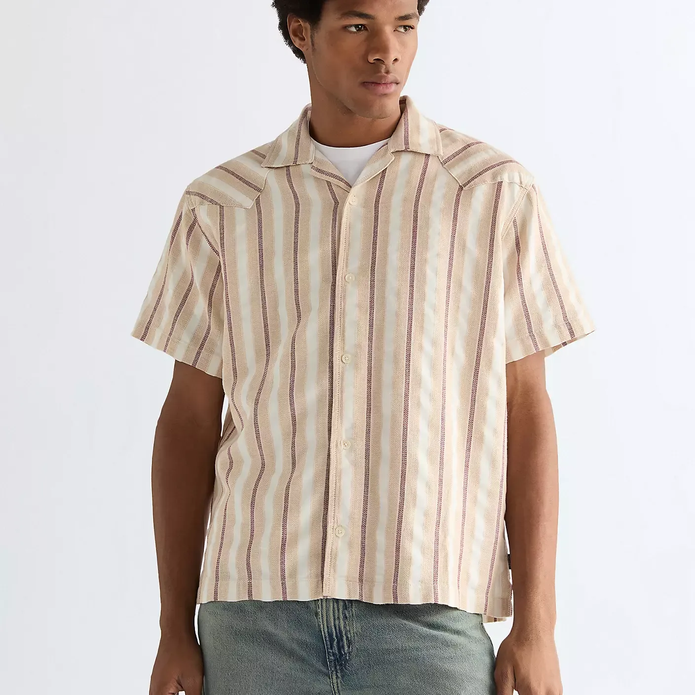 Camisa Wrangler SS Resort Tan Ruby Wine