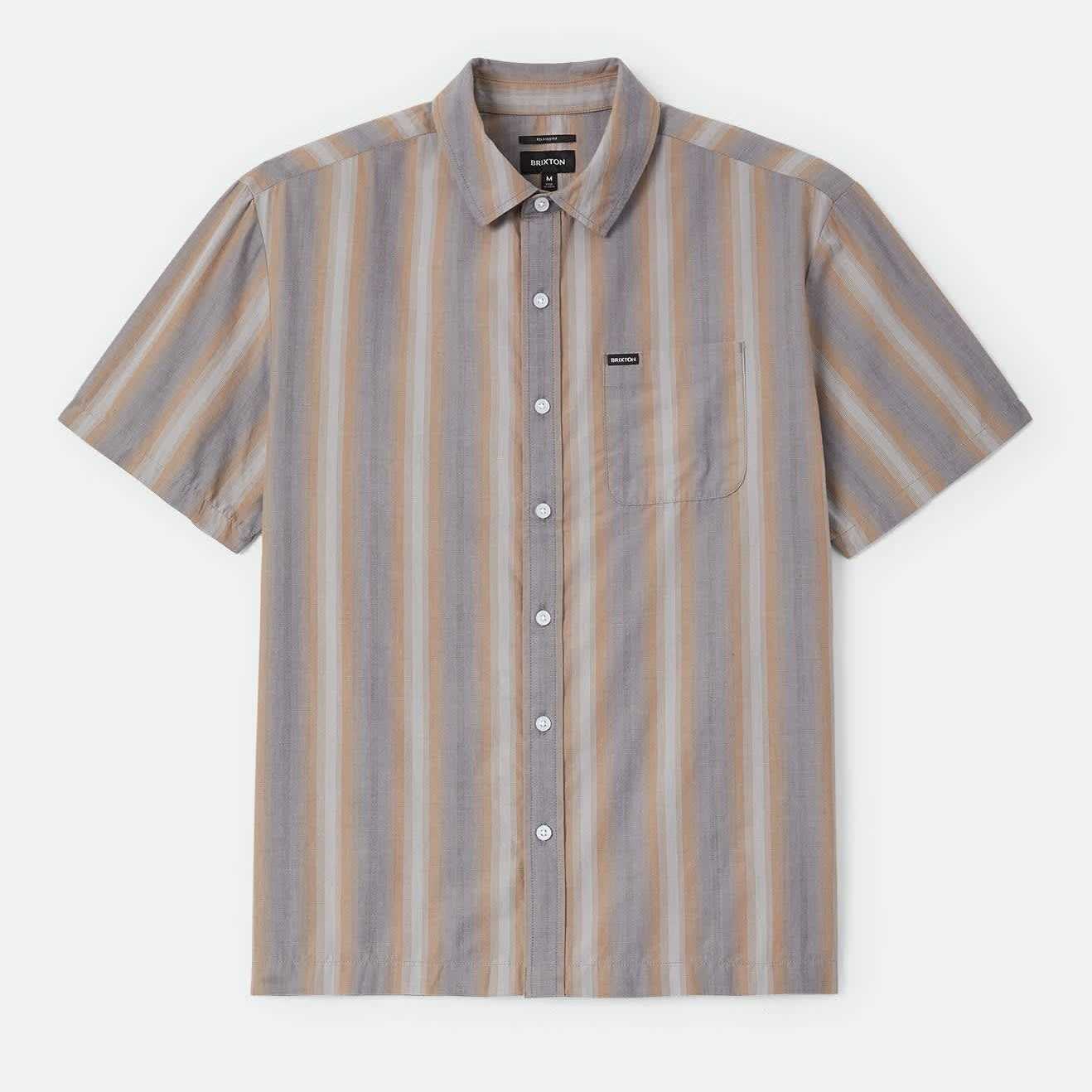 Camisa Brixton Cru Charcoal Shadow Stripe