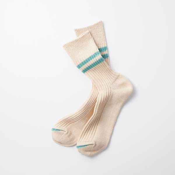 Calcetines RoToTo Hemp Organic Cotton Stripe Socks Whitesand Turquoise