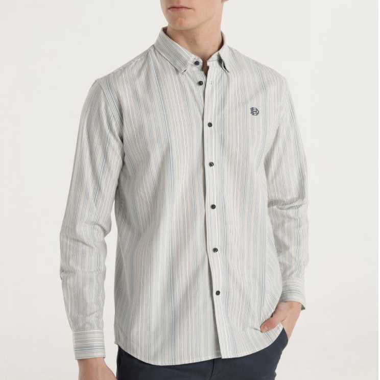 Camisa Bendorff Oxford Rayas Azul/Beige