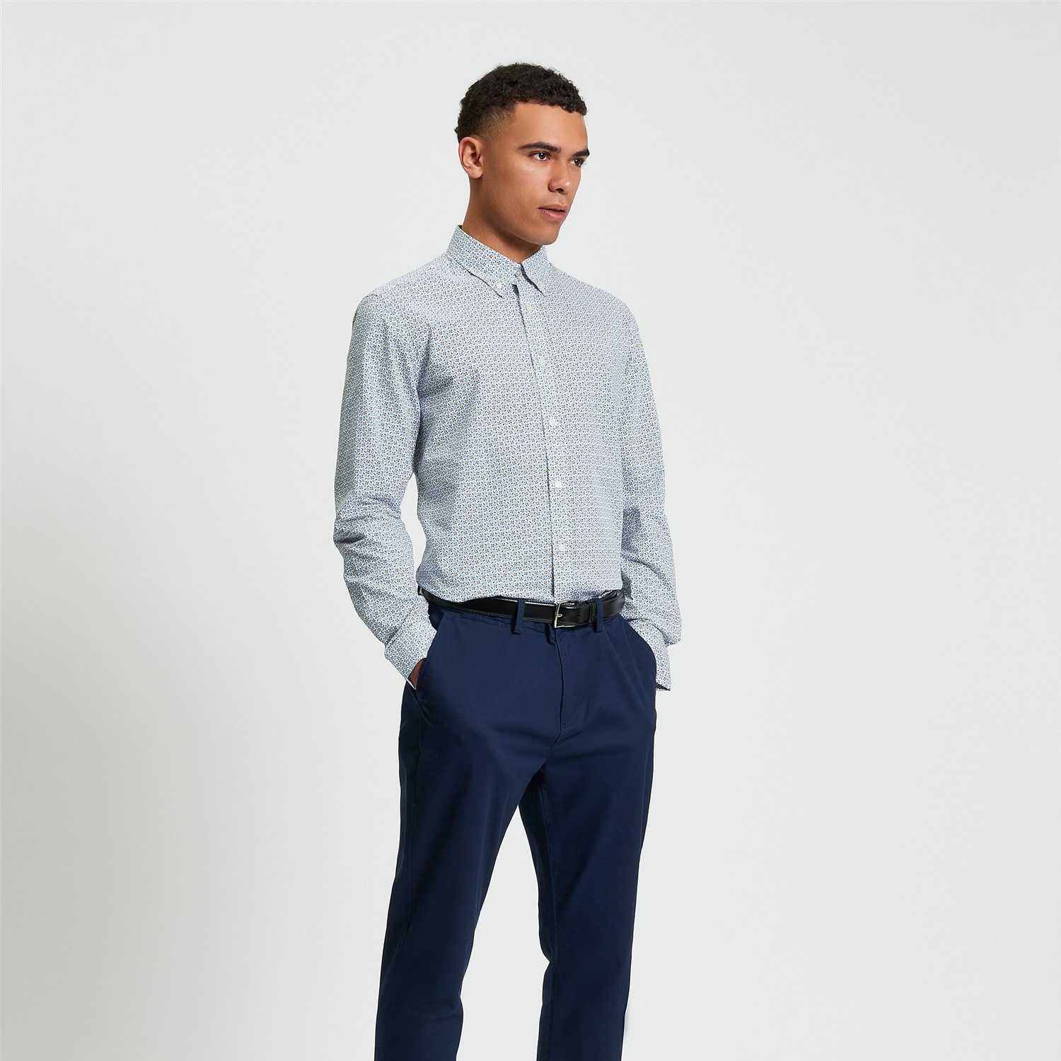 Camisa Ben Sherman Split Geo Print Pale Blue
