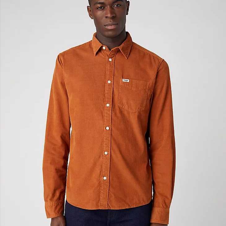 Camisa Wrangler 1 Pocket Shirt Leather Brown