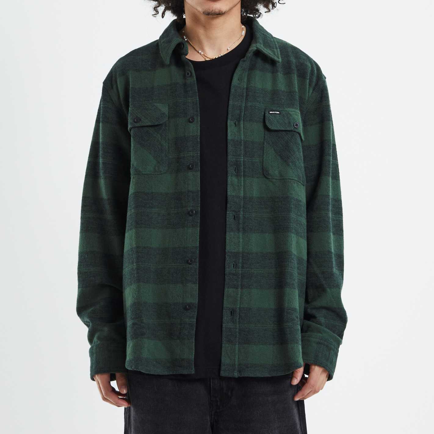 Camisa Brixton Bowery Heavy Weight Flannel Forest Green