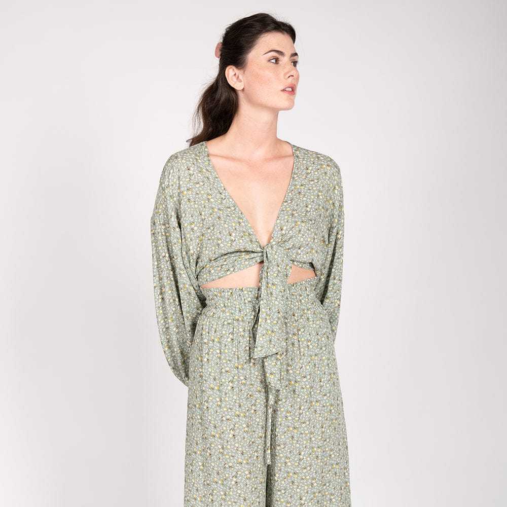 Blusa 24Colours Verde con Flores