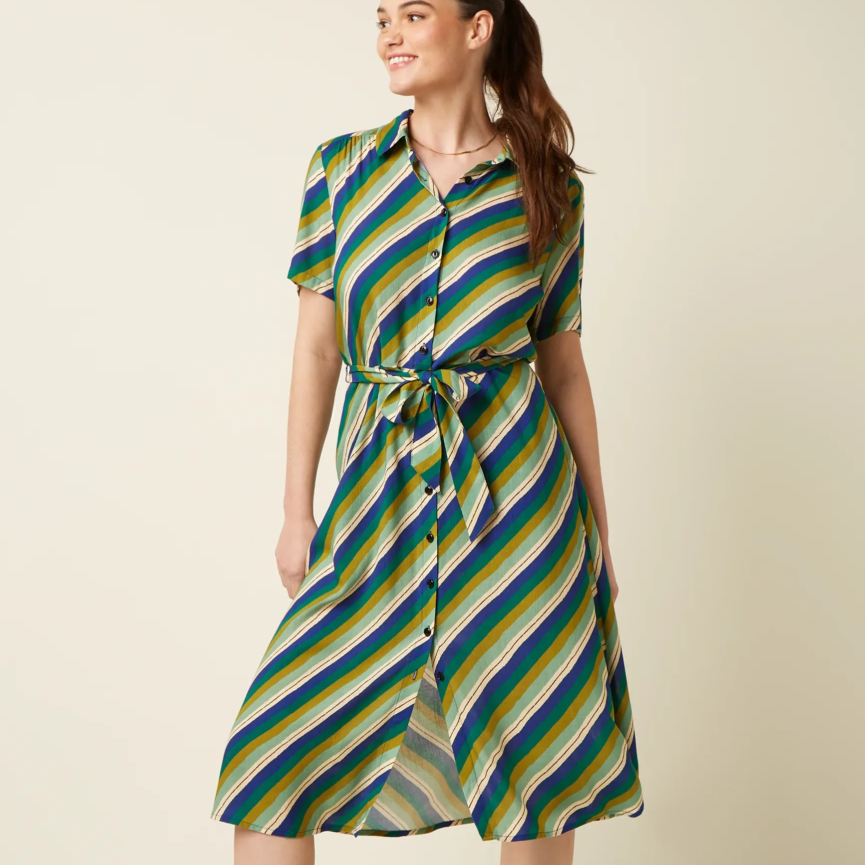 Vestido King Louie Olive Midi Dress Cliff Mazarine