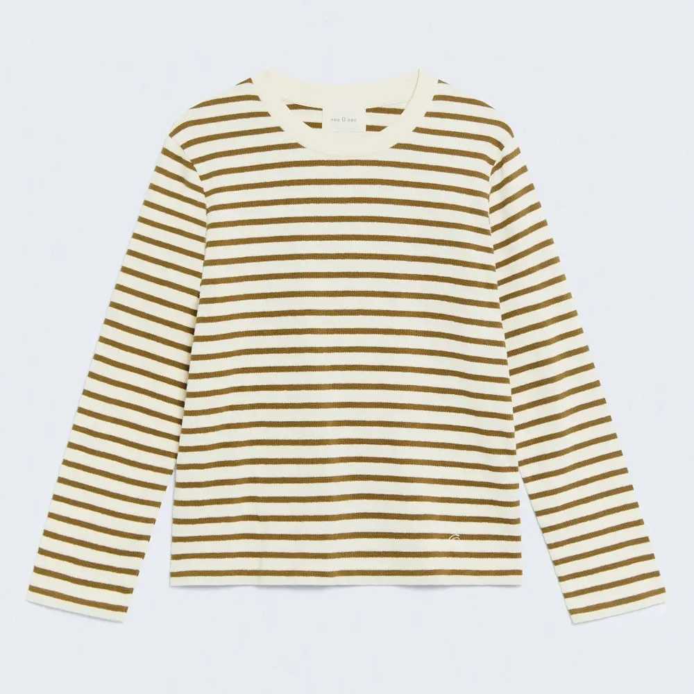 Jersey EseOEse Felpa Stripes Ecru-Oliva
