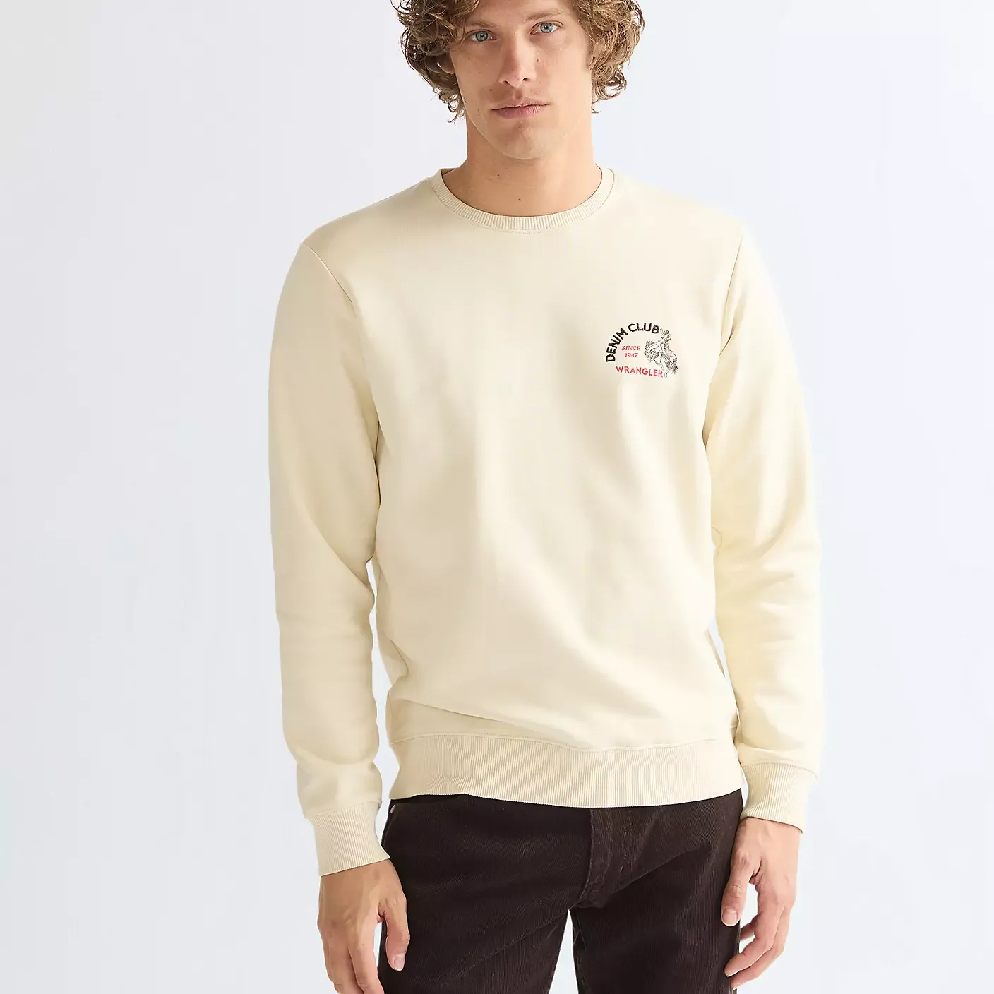 Sudadera Wrangler Small Graphic Crew Almond Milk