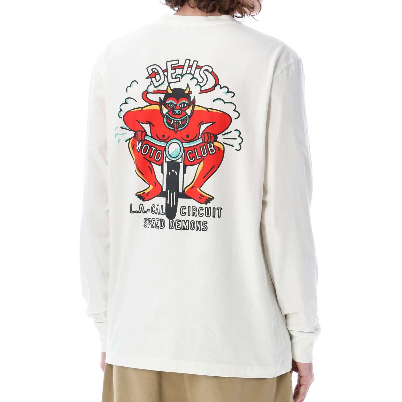 Camiseta DeusExMachina L/S Riding Hot Vintage White