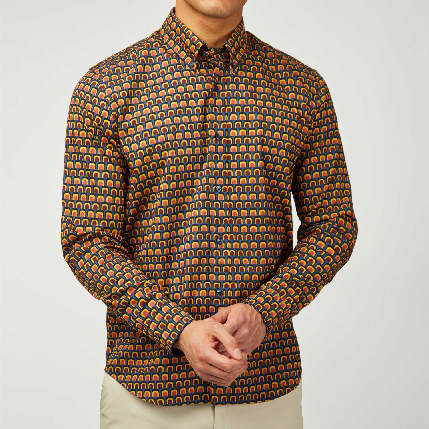 Camisa Ben Sherman Casual Retro Print Wine