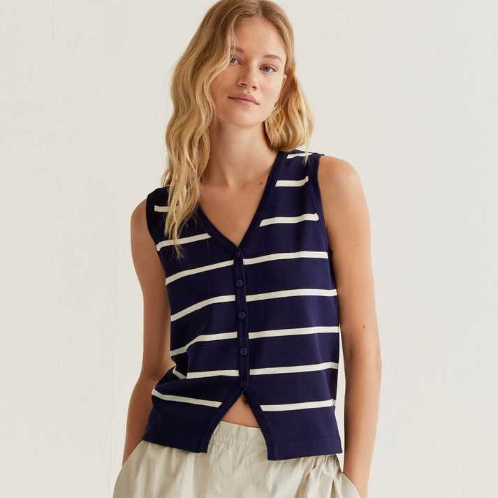 Chaleco de punto Compañía Fantástica rayas marineras