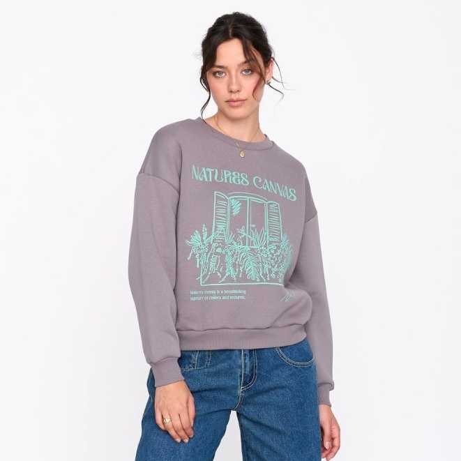 Sudadera 24Colours Letras Verdes Grey