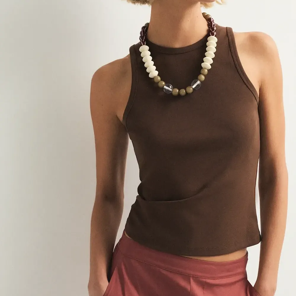 Camiseta Tiras eseOese Top Zoe Chocolate