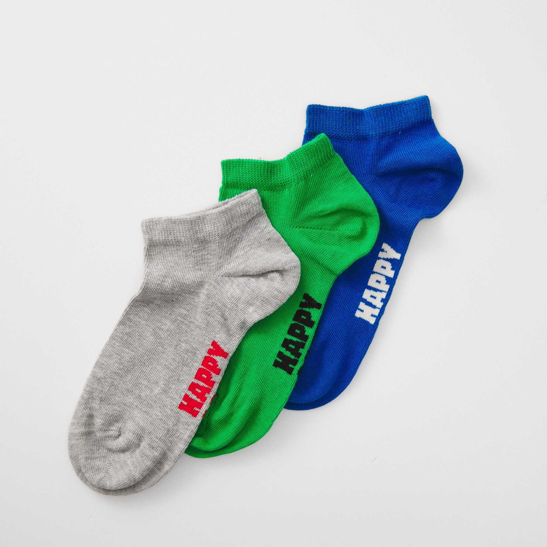 Calcetines Happy Socks 3-Pack Solid Low Socks gris verde azul