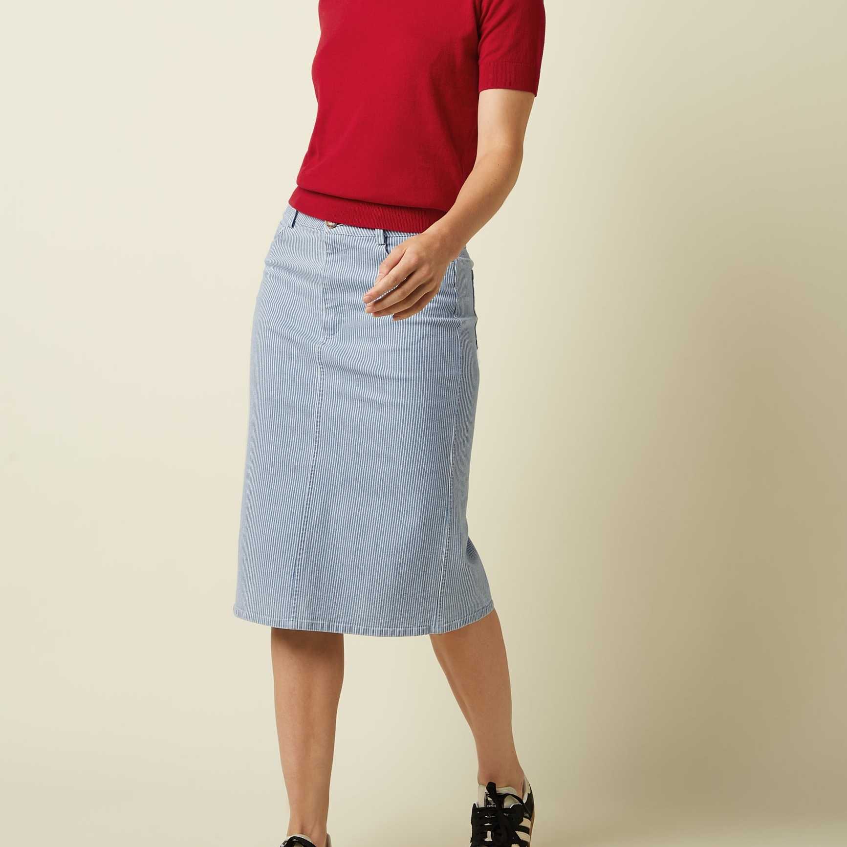 Falda King Louie Prisca Skirt Corner Stripe Denim Blue