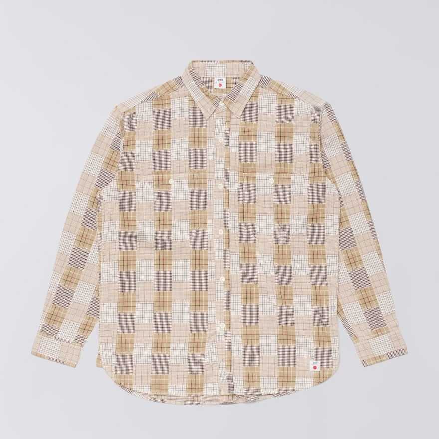 Camisa Edwin Work Shirt Beige / Brown garment washed