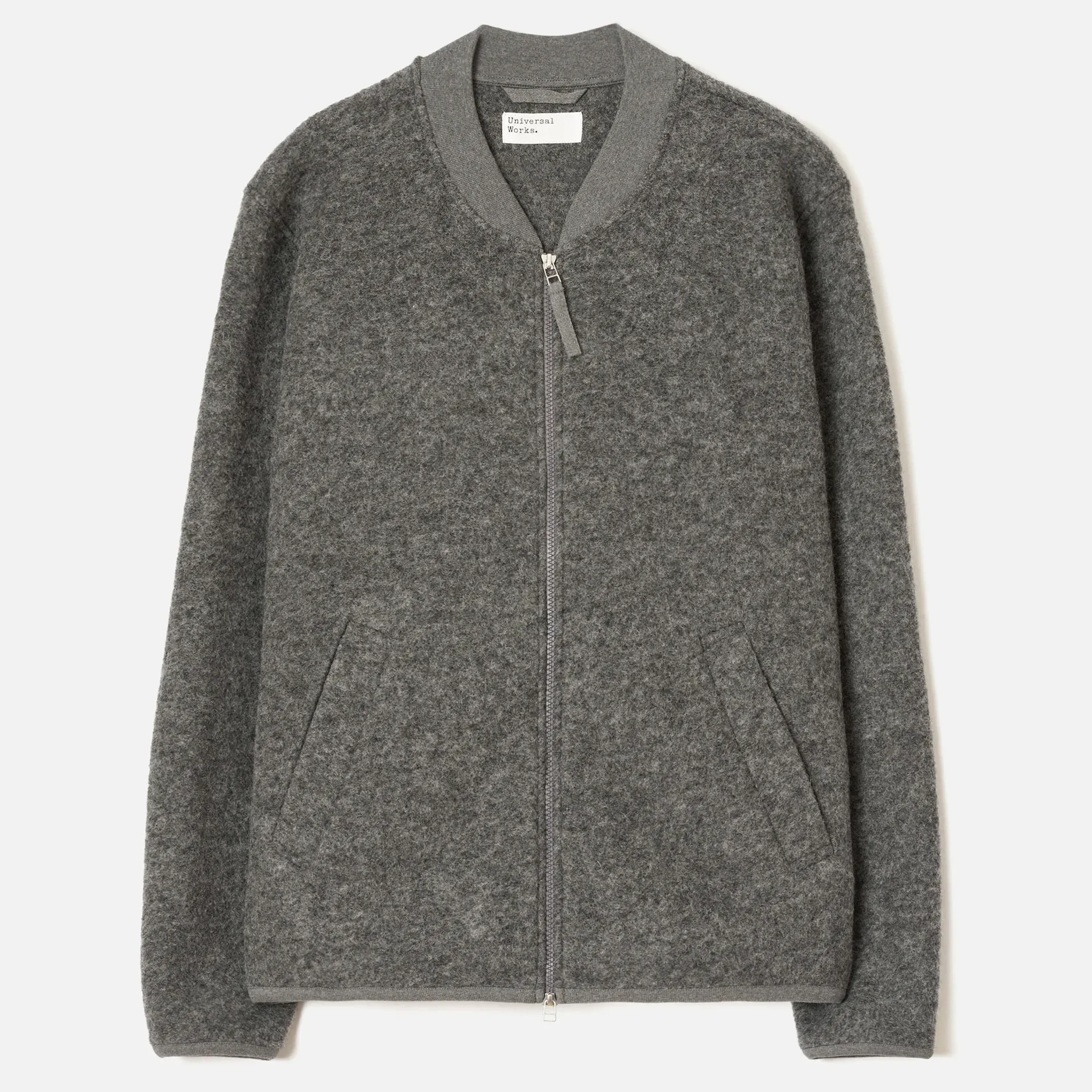 Chaqueta Universal Works Zip Bomber Classic Wool Fleece Grey Marl