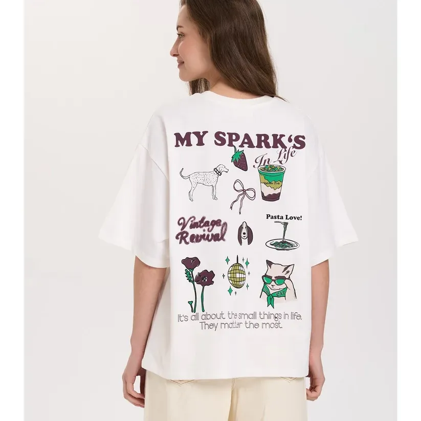 Camiseta 24Colours Oversized My Sparks White