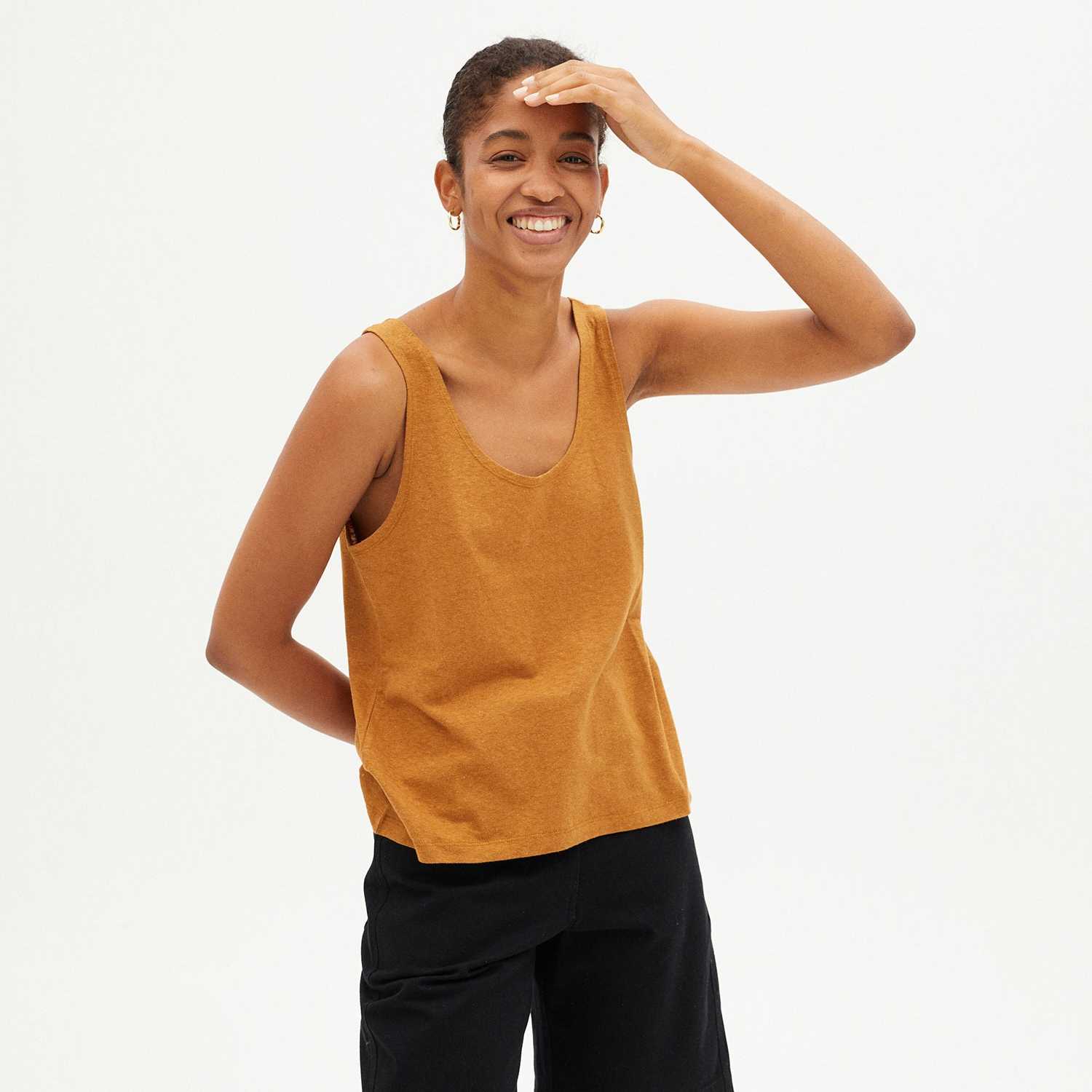 Top Thinking Mu Brown Hemp Tank