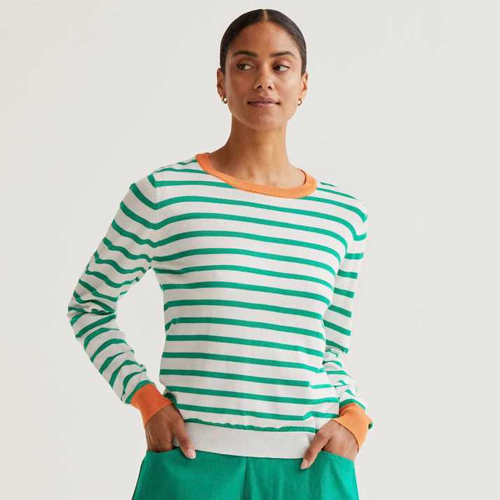 Jersey Compañía Fantástica punto de rayas blanco y verde