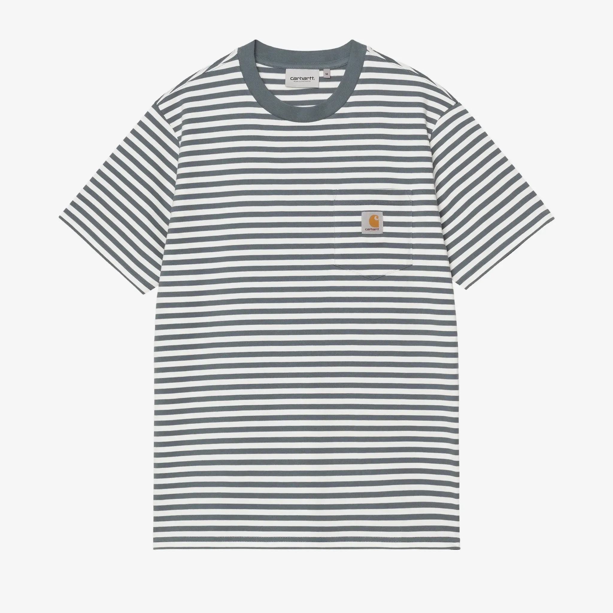 Camiseta Carhartt Wip S/S Ezra Pocket Ezra Stripe, Cozy Blue, Wax