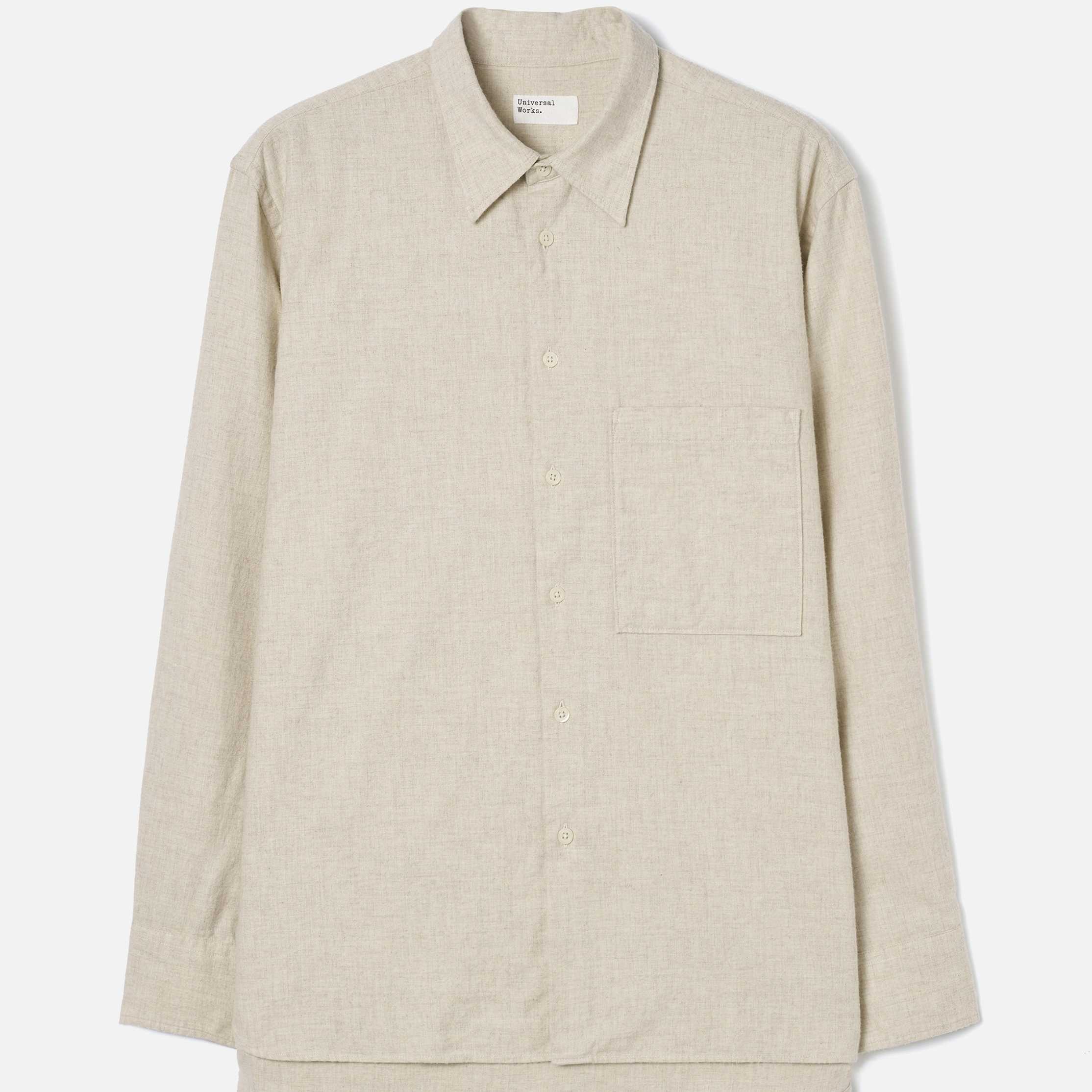 Camisa Universal Works Square Pocket Shirt Brushed Flannel Ecru