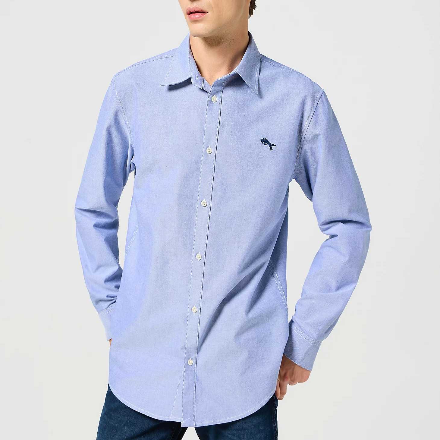 Camisa Wrangler LS Shirt Oxford_Blue